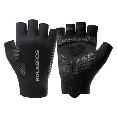 Rockbros cycling gloves spring/summer/autumn, short fingers, size: M - black