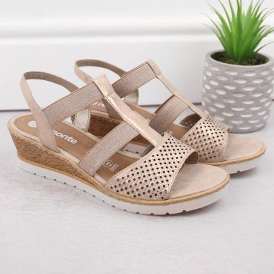 2. Comfortable wedge sandals Remonte W RKR667 rose gold