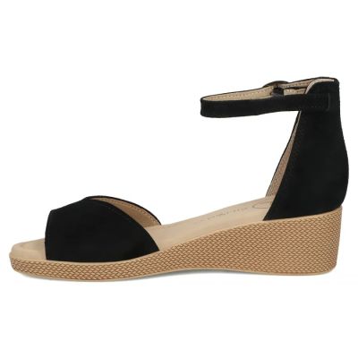 3. Women's leather wedge sandals, black, Filippo DS7635