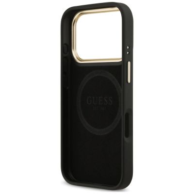 7. Guess 4G Logo Plate MagSafe Case for iPhone 18 Pro / 17 Pro – Black