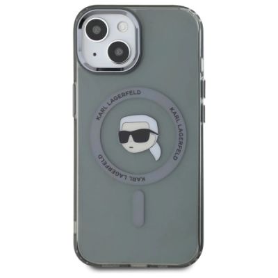 3. Karl Lagerfeld KLHMP15SHLSKIK iPhone 15 6.1" black/black hardcase IML Metal Karl Head MagSafe