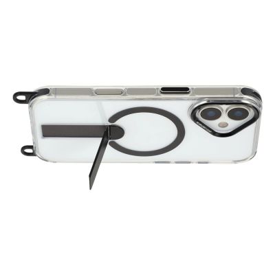 4. iPhone 17 case with stand, short strap (30 cm) and long strap (120 cm), compatible with MagSafe - black