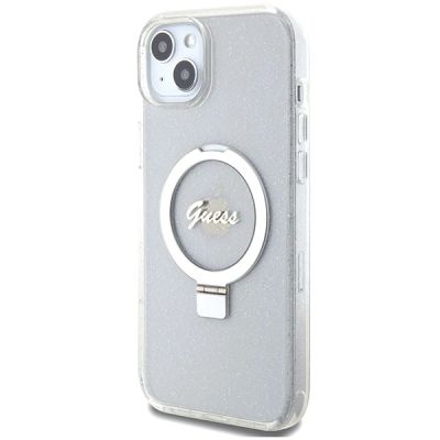 2. Guess GUHMP15MHRSGSD iPhone 15 Plus / 14 Plus 6.7" transparent/transparent hardcase Ring Stand Script Glitter MagSafe