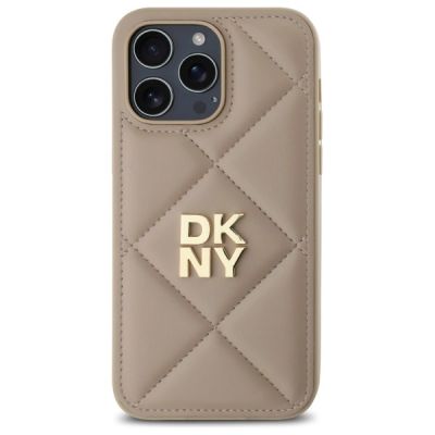 3. DKNY Quilted Stack Logo iPhone 14 Pro Max Case - Beige