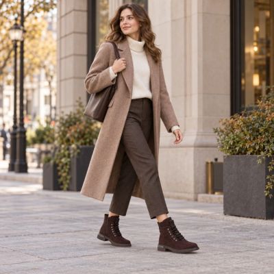 8. Women's brown leather ankle boots Filippo DBT8196