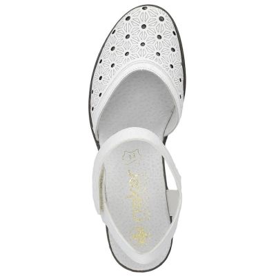 49. Rieker W RKR650 comfortable leather sandals white