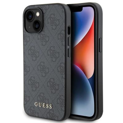 Guess 4G Metal Gold Logo Case for iPhone 15 / 14 Plus - Gray