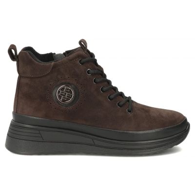2. Women's leather suede ankle boots on a dark brown platform Filippo DBT4215