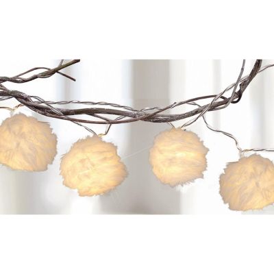 20. FUR BALL GARLAND LAMPS BATTERY-OPERATED 50MM LED WARM WHITE