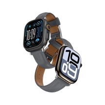 AmazingThing Class Band Leather Strap for Apple Watch 45 / 46 / 49 mm - Gray