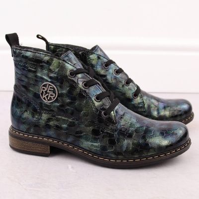 2. Women’s green patent croc ankle boots Rieker 71205-90