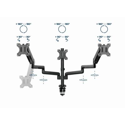 13. GEMBIRD ADJUSTABLE DESK ARM/MOUNT FOR 3 MONITORS 17-27, VESA 100X100MM, UP TO 7 KG