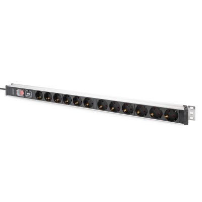 6. Digitus Power strip with aluminum profile, with switch and surge protection, 12 sockets with protective contacts, power cord