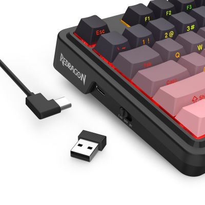 7. REDRAGON K728SP-RGB-PRO Antonium Pro Keyboard USB + RF Wireless + Bluetooth Black, Pink