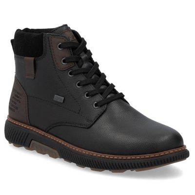 5. Men’s Black Waterproof Leather Boots with Warm Lining Rieker B3343-00