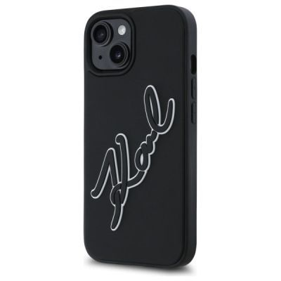 2. Karl Lagerfeld 3D Rubber Signature iPhone 15 Case - Black