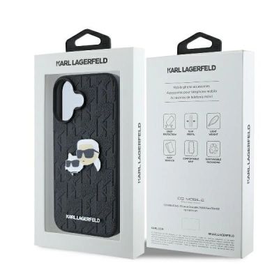 8. Karl Lagerfeld Monogram Karl & Choupette Head Pin iPhone 16 Case - Black