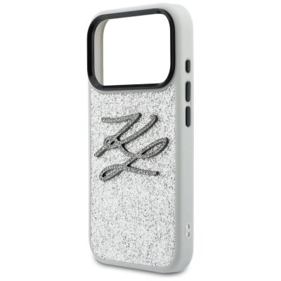 6. Karl Lagerfeld IML Glitter KL Diamond Logo case for iPhone 17 Pro - silver