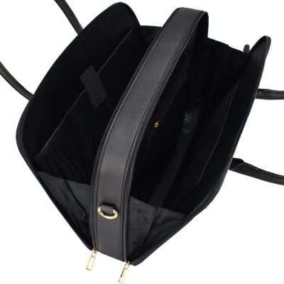 4. Women’s PU Handbag with Laptop Compartment, Black, SEMI LINE
