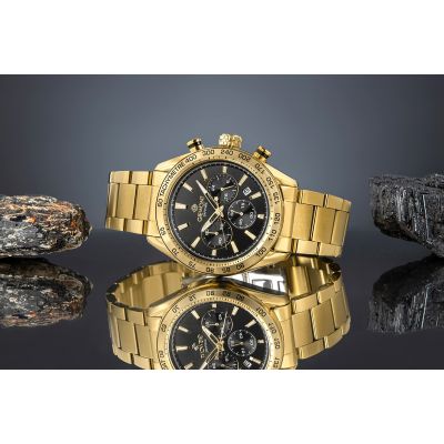 6. Men's Watch Giewont Chronograph Sapphire Gold Black GW9580-B4