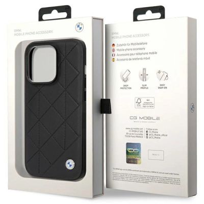 8. Case BMW BMHCP14L22RQDK iPhone 14 Pro 6.1" black/black Leather Quilted