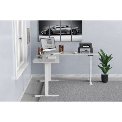 24. Desk frame with electric height adjustment for tabletops up to 200 cm, L-shaped, white