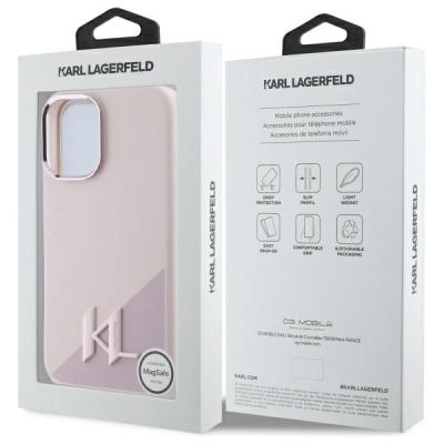 8. Karl Lagerfeld Silicone Shadow Metal Initial MagSafe iPhone 16 Case - Pink