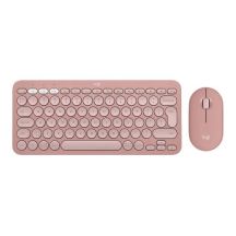 Logitech Pebble 2 Combo Keyboard Mouse Included Universal RF Wireless + Bluetooth QWERTY American International Pink