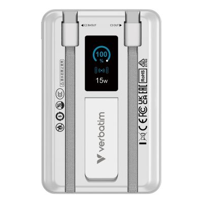 2. Verbatim 32273 Power Bank Lithium Polymer (LiPo) 10000 mAh Wireless Charging Silver