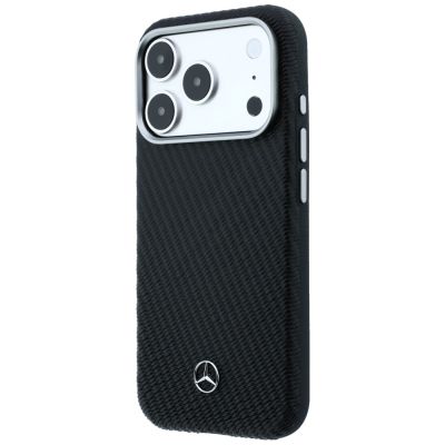 2. Mercedes Leather Semi Wrap Wood Effect MagSafe Case for iPhone 17 Pro - Black