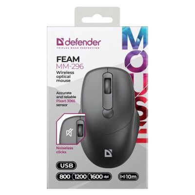 DEFENDER MOUSE FEAM MM-296 RF SILENT BLACK