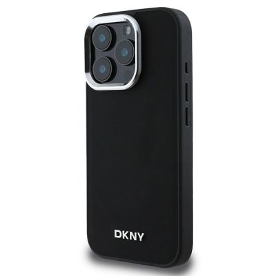 2. DKNY Plain Silver Logo MagSafe iPhone 16 Pro Case - Black