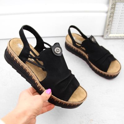6. Comfortable Rieker W RKR677 black sandals