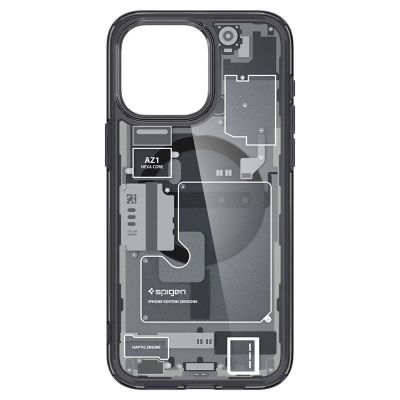 4. Spigen Ultra Hybrid Mag Case with MagSafe for iPhone 15 Pro - Dark Gray (Zero One Pattern)