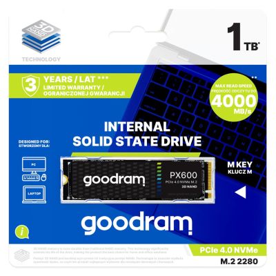 3. Goodram PX600 SSD 1TB M.2 PCIe NVME gen. 4 x4 3D NAND