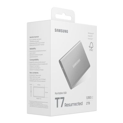 10. Samsung T7 Resurrected 2TB Silver External SSD Drive