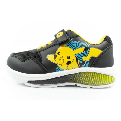 11. Leomil Pokemon children's sports shoes sneakers lightweight with velcro black yellow