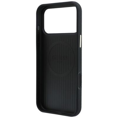 7. Guess Grained Round Strass Logo MagSafe Case for iPhone 18 Pro / 17 Pro - Black