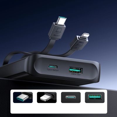 9. Joyroom JR-PBF19 22.5W 10000mAh Powerbank with Two Built-in Cables - Black