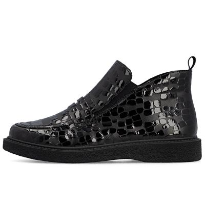 9. Women's patent leather ankle boots crocodile black Rieker 71150-00