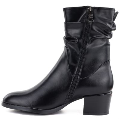 3. Women's high-heeled ankle boots with a gathered upper, black Vinceza 58682