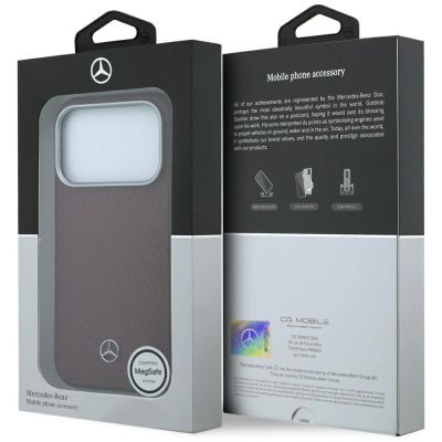 8. Mercedes Leather Semi Wrap Wood Effect MagSafe case for iPhone 17 Pro Max / 18 Pro Max - burgundy