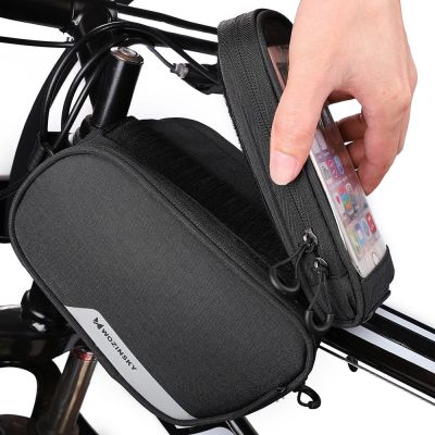 4. Wozinsky frame bike bag + detachable phone cover up to 6.5 "1.5l black (WBB7BK)