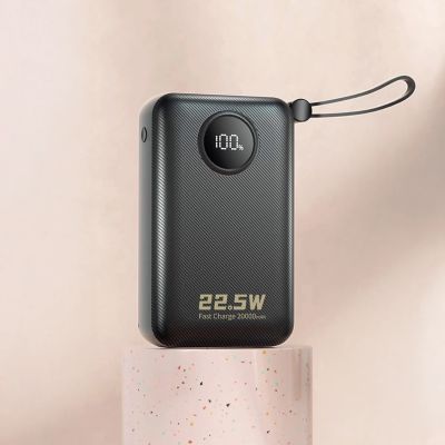 2. Dudao K14+ Powerbank 20000mAh 22.5W USB-C / USB-A / Built-in Lightning and USB-C Cables - Black