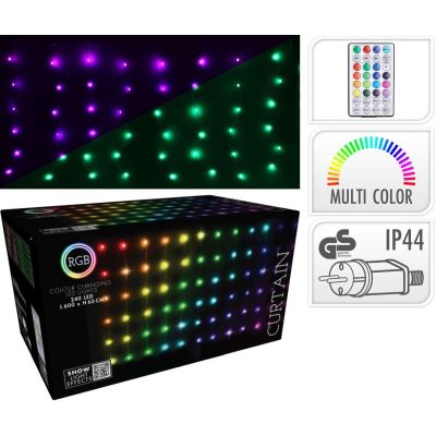 8. CHRISTMAS TREE LIGHTS LIGHT CURTAIN OUTSIDE/INTERNAL 240 LED 600X60CM WITH REMOTE CONTROL RGB COLOR