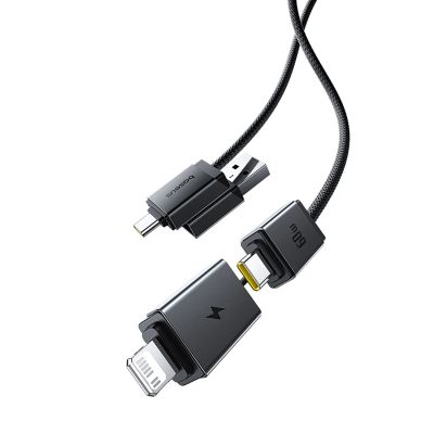 Baseus Versatile 60W USB-C - USB-C Cable with USB-A and Lightning Adapters 0.6 m - Black
