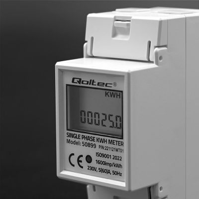 8. QOLTEC SINGLE-PHASE ENERGY CONSUMPTION METER FOR DIN RAIL | 230V | LCD | 2P
