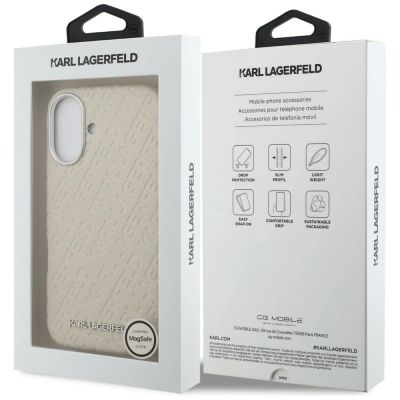 8. Karl Lagerfeld FW Stamped Karl MagSafe iPhone 16 Case - Beige