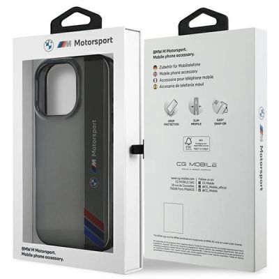 8. BMW Motosport IML Vertical Stripe iPhone 16 Pro Case - Gray