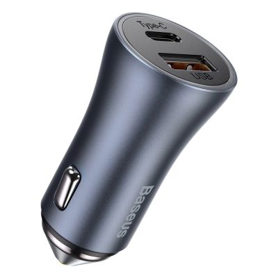 3. Baseus Golden Contactor Pro car charger USB-C / USB-A 40W PD QC 4+ SCP FCP AFC + cable - gray